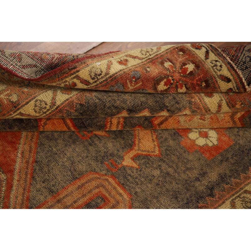 Tribal Ardebil Vintage Persian Runner Rug Hand-Knotted Wool Carpet - 4'5" x 10'7"