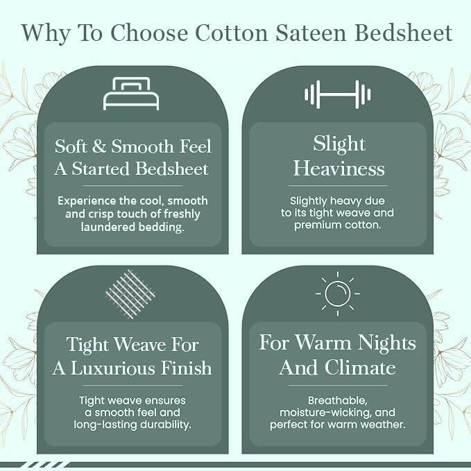 300 Thread Count Cotton Sateen Weave Printed Sheet Set