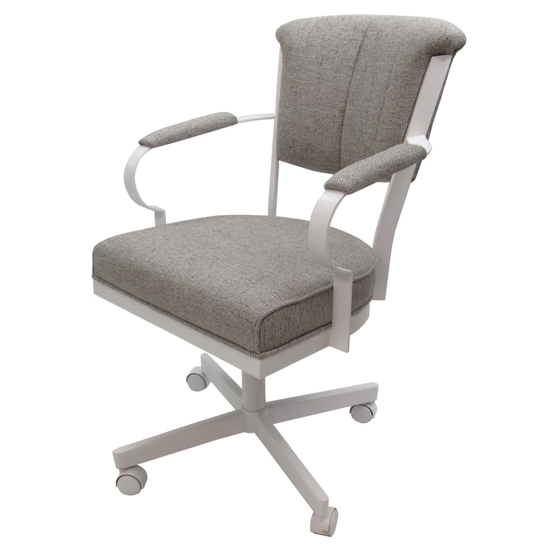 Miami Swivel Metal Caster Chair on Reading Base - 18" High Seat - Portwood Ash - White