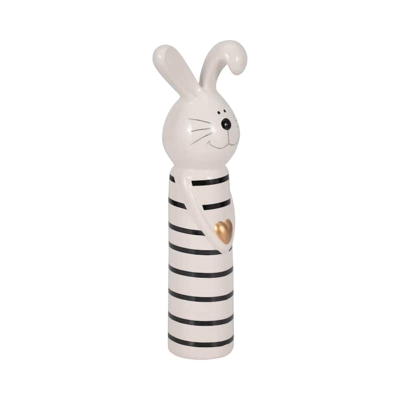 Sagebrook Home Lines Bunny With Gold Heart, White/Black