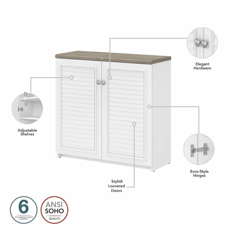 Fairview Storage Cabinet with Doors and Shelves by Bush Furniture - 31.73"L x 12.76"W x 30.71"H