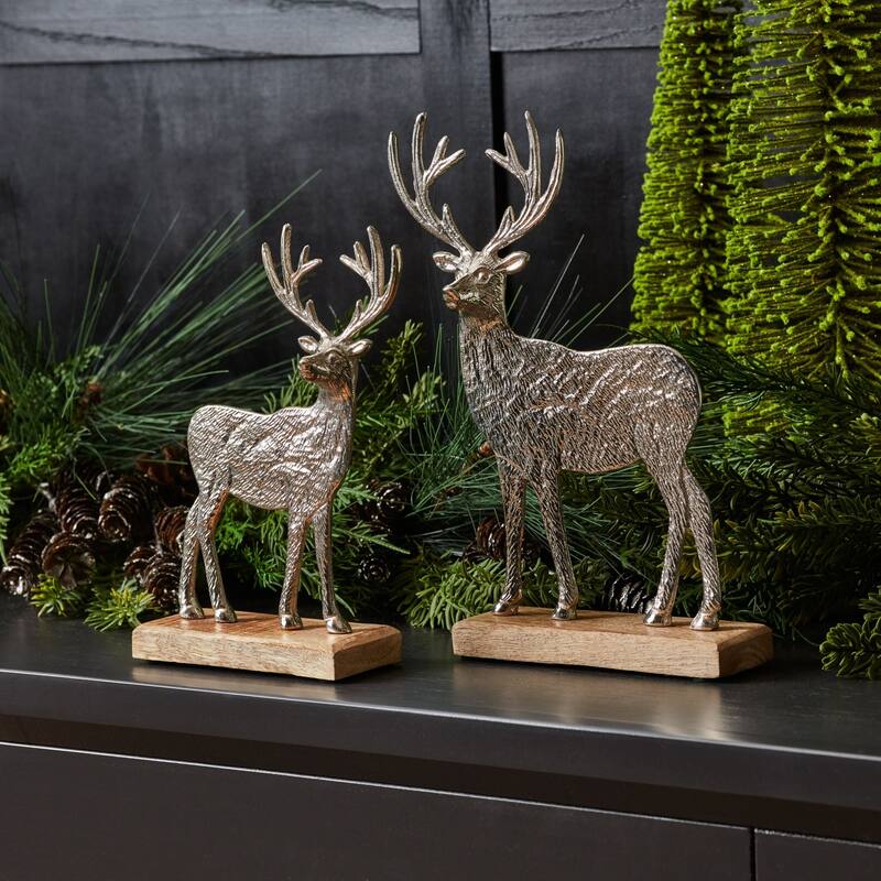 Deer Christmas Tabletop Decorations - 10.5" - Set of 2