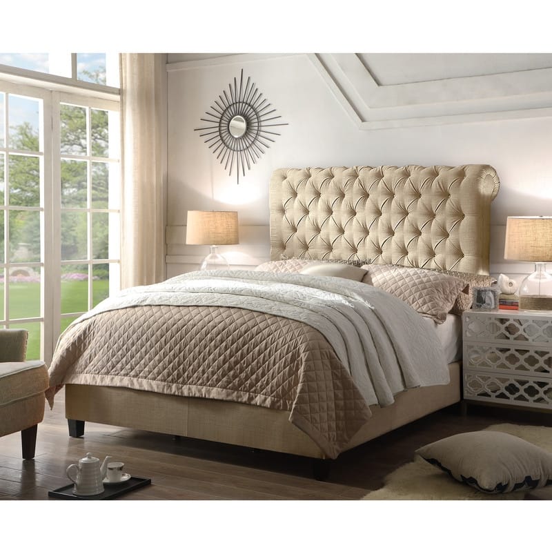 Calia Diamond Tufted Upholstery Chesterfield Platform Bed