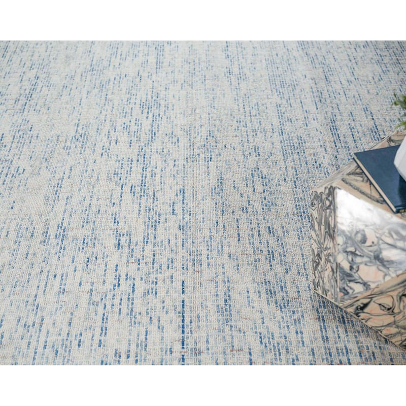 Exquisite Rugs Andora Handmade Hand-tufted New Zealand Wool on Canvas Blue/Ivory Area Rug