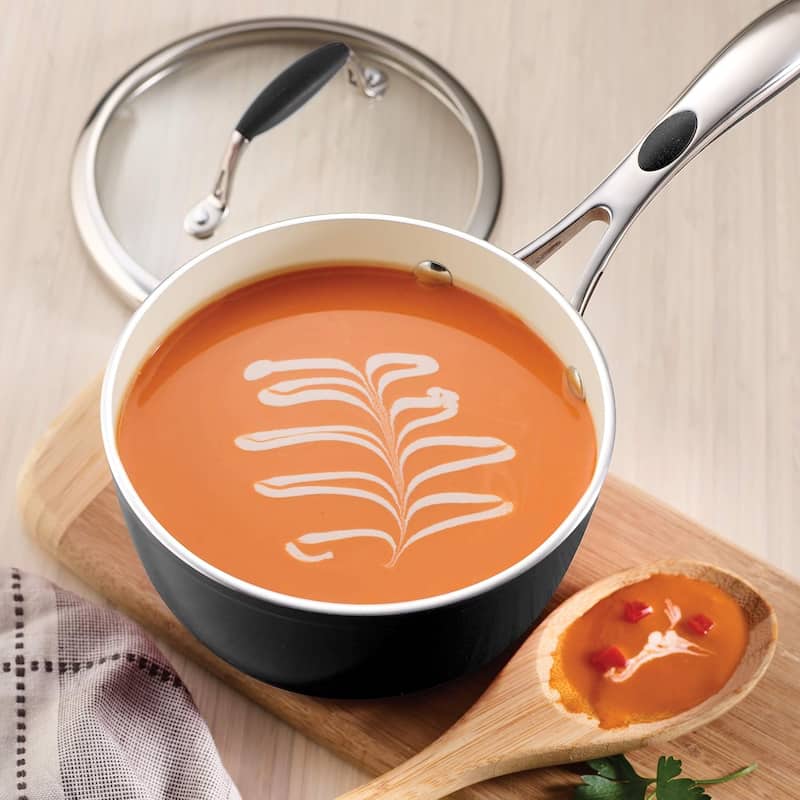1.5-Quart Gourmet Ceramica Deluxe Covered Sauce Pan, Non Stick Black (80110/024DS)