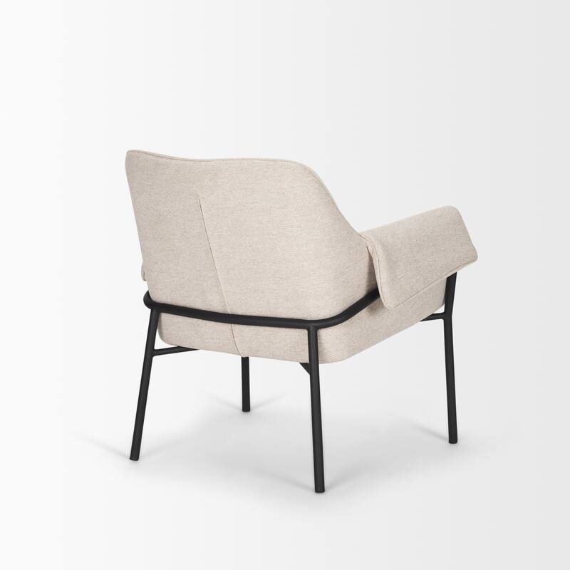 Brently Accent Chair w/ Cream Boucle Fabric & Matte Black Metal Legs