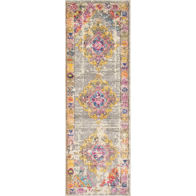 Noori Rug Sapphire Distressed Jerilyn Rug - 2'8" x 8'0" Runner - Beige/Pink