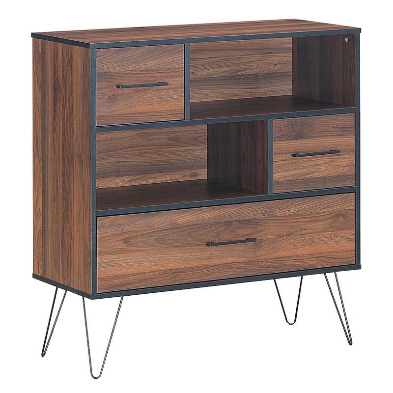 Multipurpose Sideboard Storage Cabinet with Metal Leg & Drawers - 35.5" x 15.5" x 40" (L x W x H)
