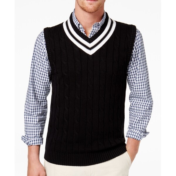 Club Room Mens V Neck Cable Knit Cricket Vest Sweater Club Room Mens V Neck Cable Knit Cricket Vest Sweater