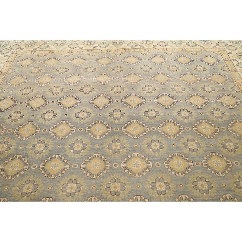 Geometric Khotan Oriental Area Rug Wool Hand-knotted Living Room Carpet - 9'0" x 11'6"