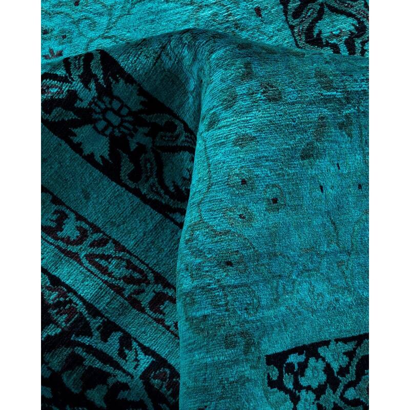 Overdyed, One-of-a-Kind Hand-Knotted Area Rug - Blue - 10' 2" x 14' 7"