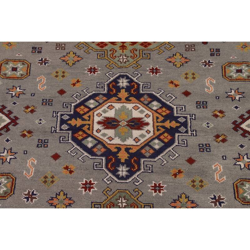 Geometric Kazak Oriental Area Rug Handmade Wool Carpet - 8'0" x 10'1"