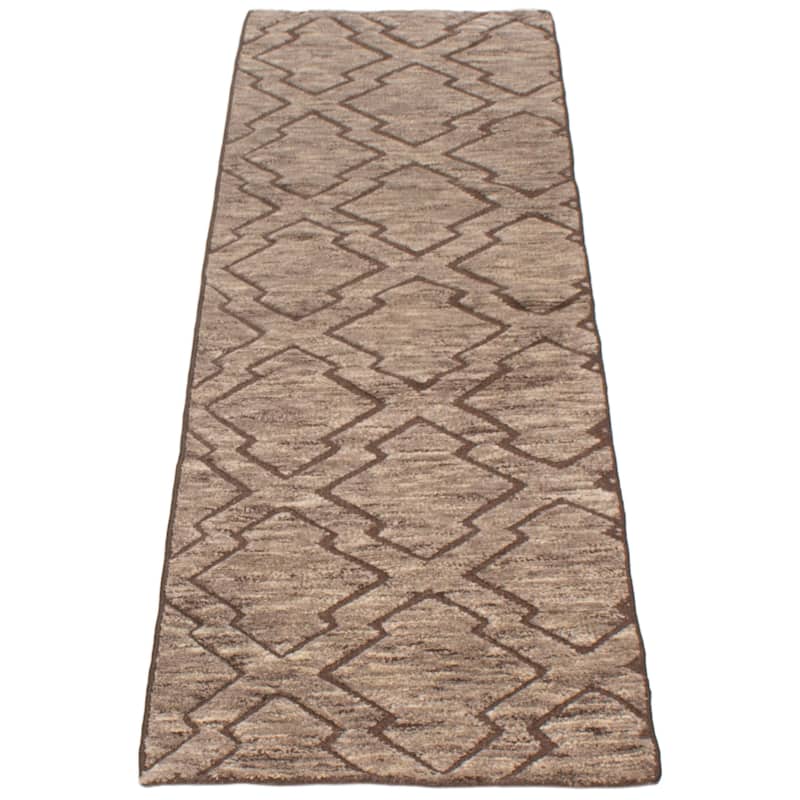 ECARPETGALLERY Hand-knotted Tangier Taupe Wool Rug - 2'5 x 7'9
