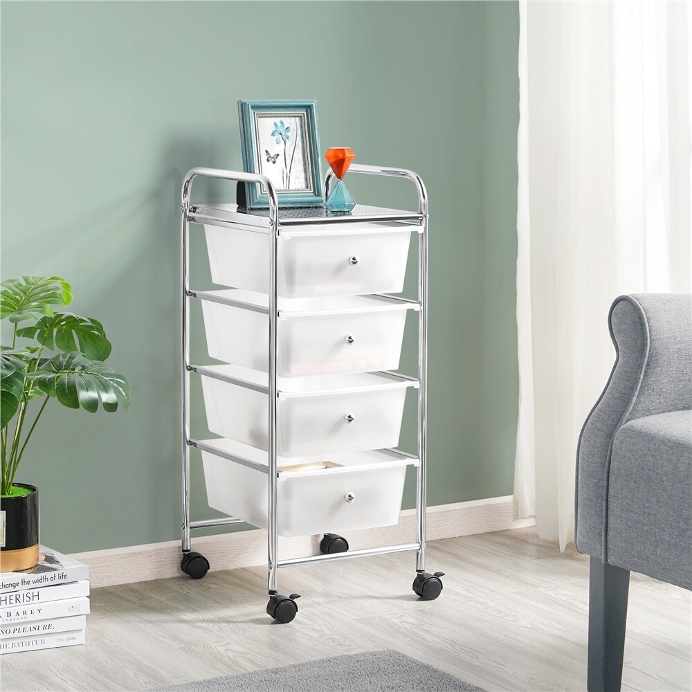 Yaheetech Rolling Storage Trolley with 4 Drawers with Metal-image