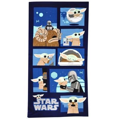 Kids Star Wars Mandalorian Beach Towel, The Child, "Where I go, He goes" Microfiber, 54 x 27 inches