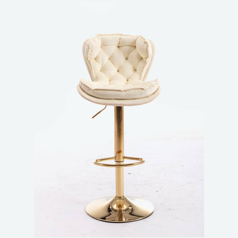 Set of 2 Bar Stools With Golden Base