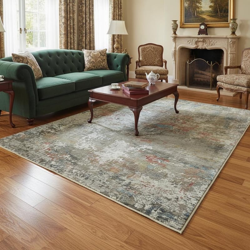 HomeRoots Abstract Modern Rectangle Area Rug - 5' X 7'