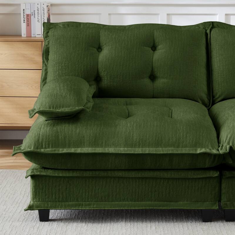 107.8" Chenille Sectional Sofa with Movable Ottoman