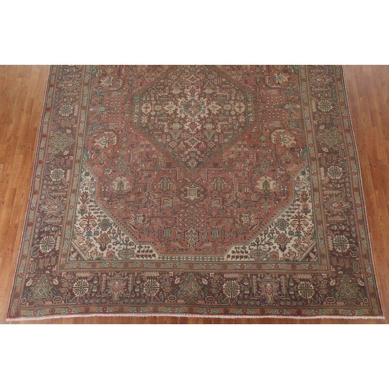 Handmade Geometric Tabriz Persian Vintage Rug Oriental Wool Carpet - 9'10" x 12'7"