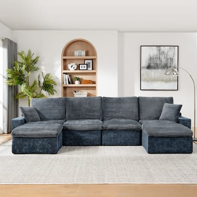 142" Modular U-Shaped Sectional Sofa, DIY Combination, No Assembly