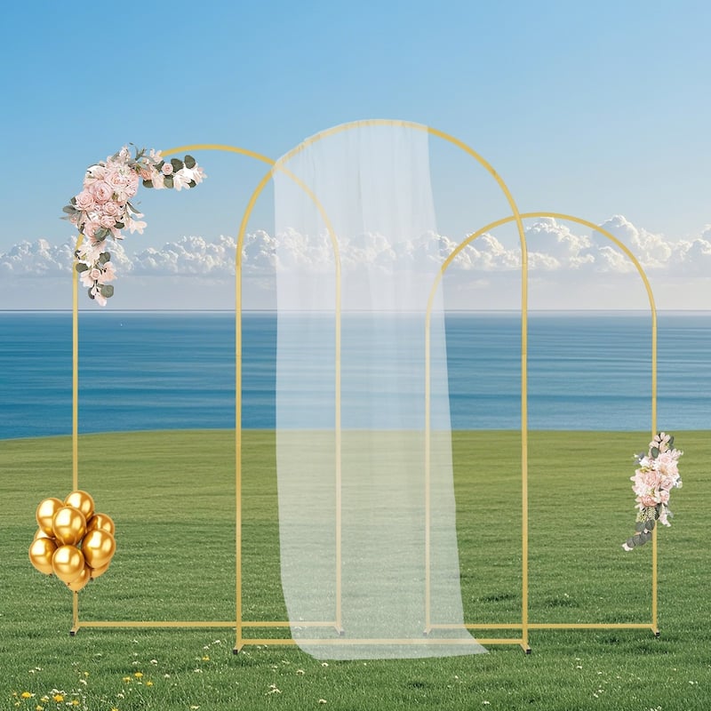 Set of 3 Metal Backdrop Stand Arch with Case Connection Ideal Decoration for Wedding Party or Any Special Celebrations