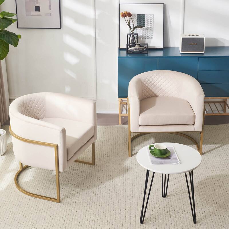 Upholstered velvet chair Gold metal bracket, medieval living room office tea room lounge chair with curved backrest
