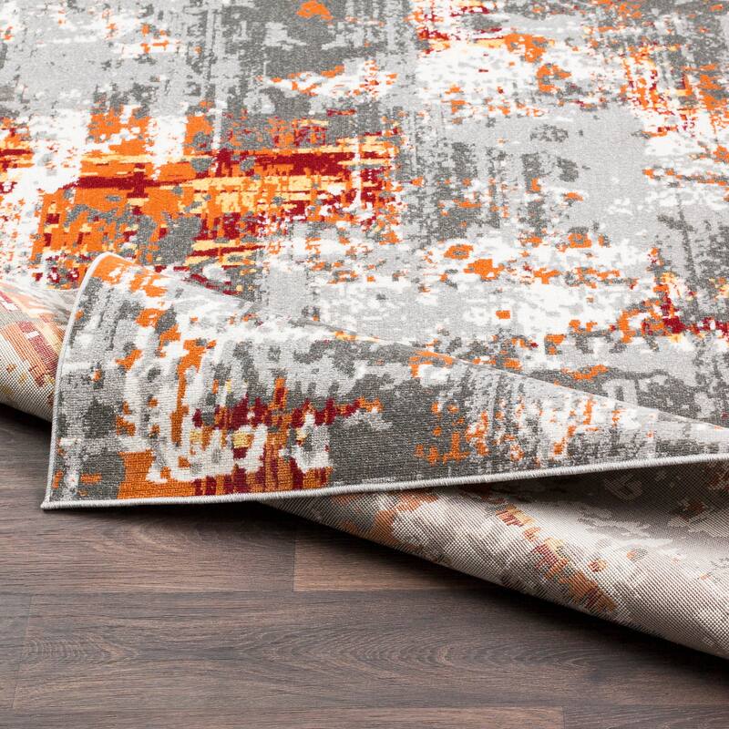 Trocadero Red Contemporary Abstract Area Rug - 5'3" x 7'6"
