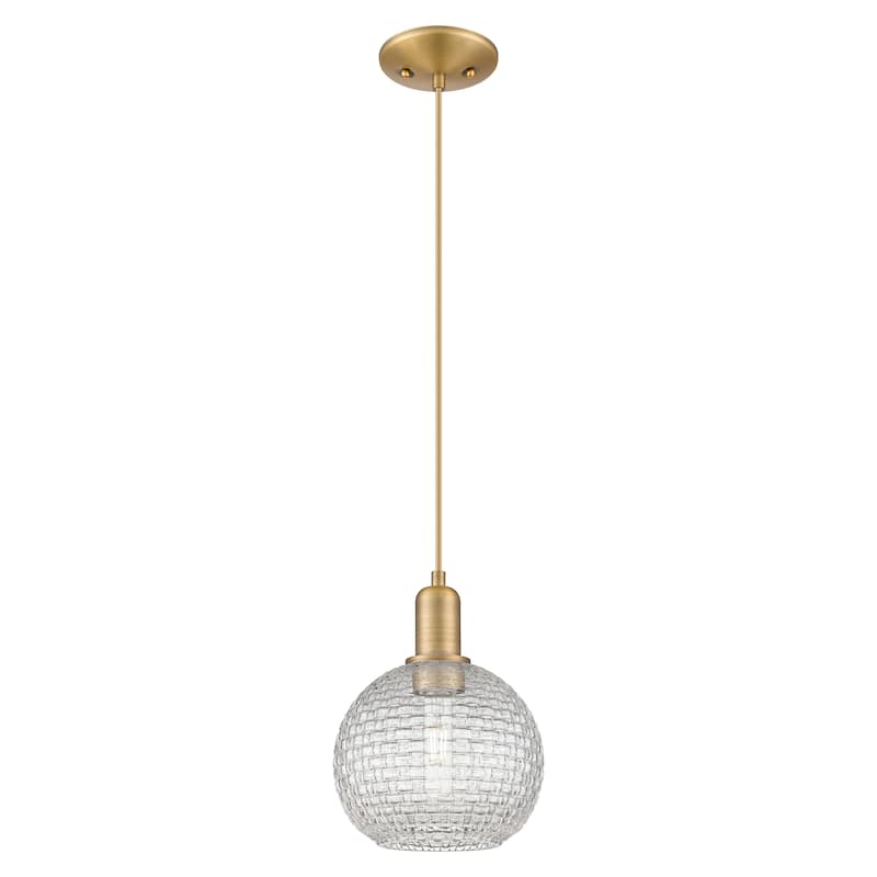 Innovations Lighting Endless Possibilities Arcadia - Athens - 1 Light 8" Basketweave Cord Hung Mini Pendant - Brushed Brass