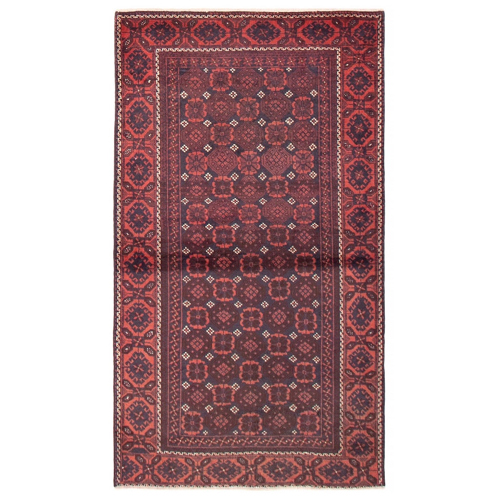 ECARPETGALLERY Hand-knotted Royal Baluch Navy, Red Wool Rug - 3'2 x 6'0