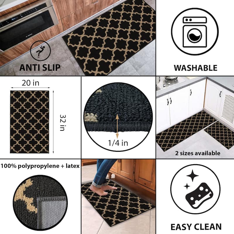 Wool Effect Arabesque Kitchen Mat