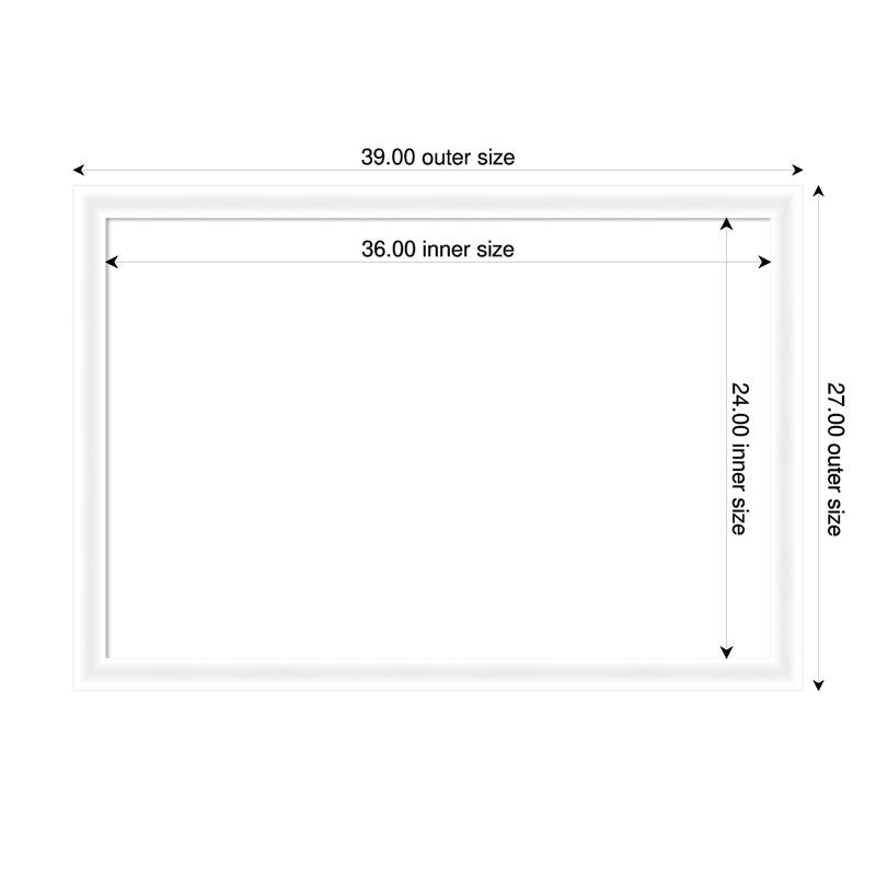 Oliver Narrow Framed Dry Erase Magnetic Board - 39 x 27 in - Oliver White Narrow
