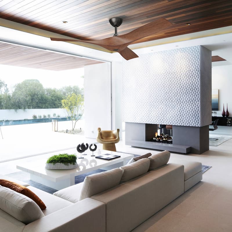 52" Black/ Brown Modern Downrod Ceiling Fan with Remote Control