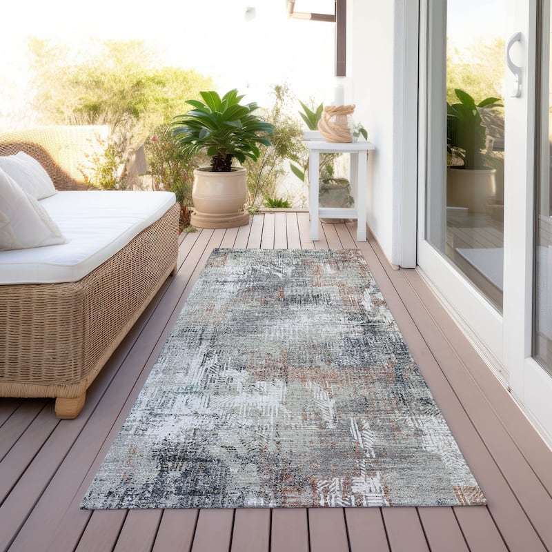 Machine Washable Indoor/ Outdoor Chantille Boho Abstract Rug