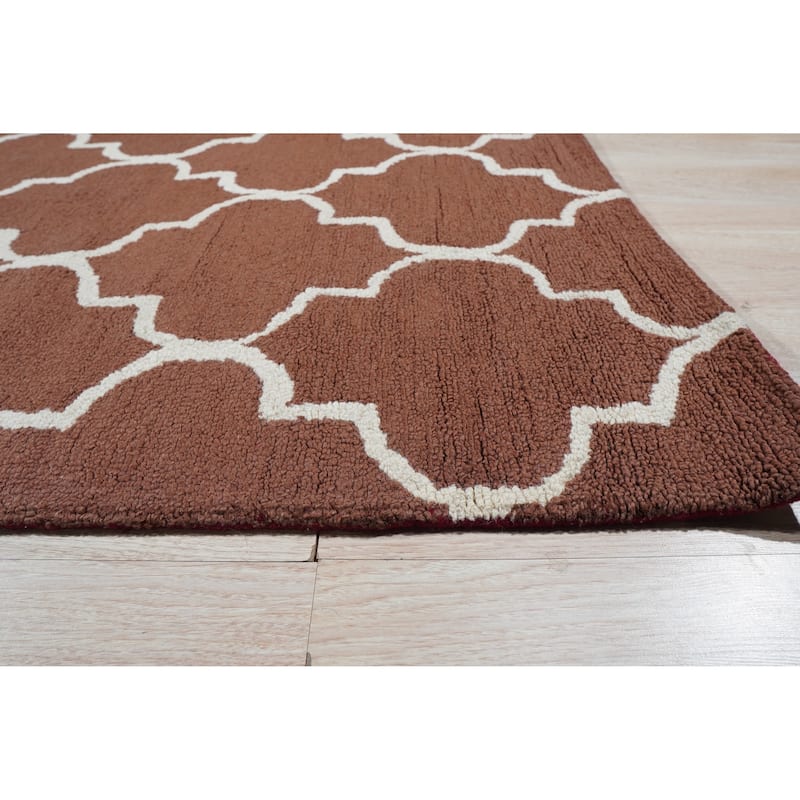 Rust Traditional Trellis Geometric Moroccan Area Rug - 5' x 7'