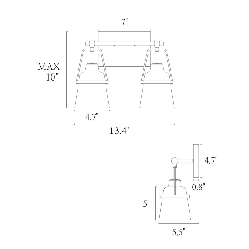 Modern Gold 2-Light Bathroom Vanity Light Clear Glass Wall Sconce - L 13.4" x D 5.7" x H 10"