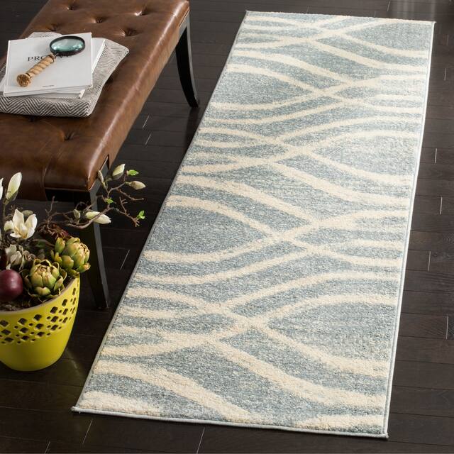 SAFAVIEH Adirondack Lelia Modern Abstract Distressed Rug - 2'6" x 12' Runner - Cream/Slate