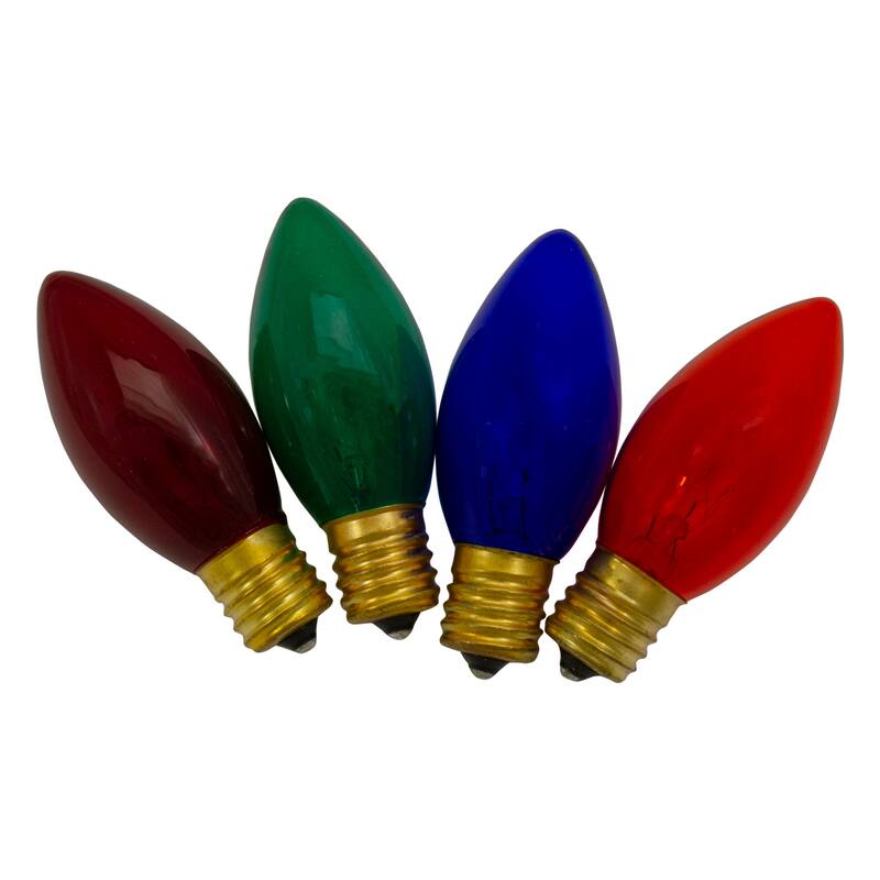 Pack of 4 Multi-Colored C9 Transparent Christmas Replacement Bulbs - 3"