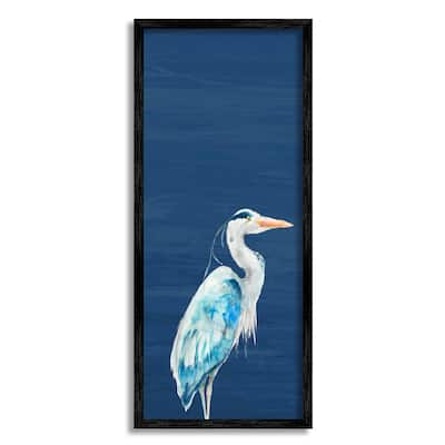 Stupell Egret Sea Bird Standing Deep Blue Ocean Background Framed Wall Art