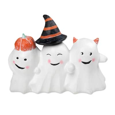 Novica Handmade Cheeky Halloween Trio Wood Sculpture
