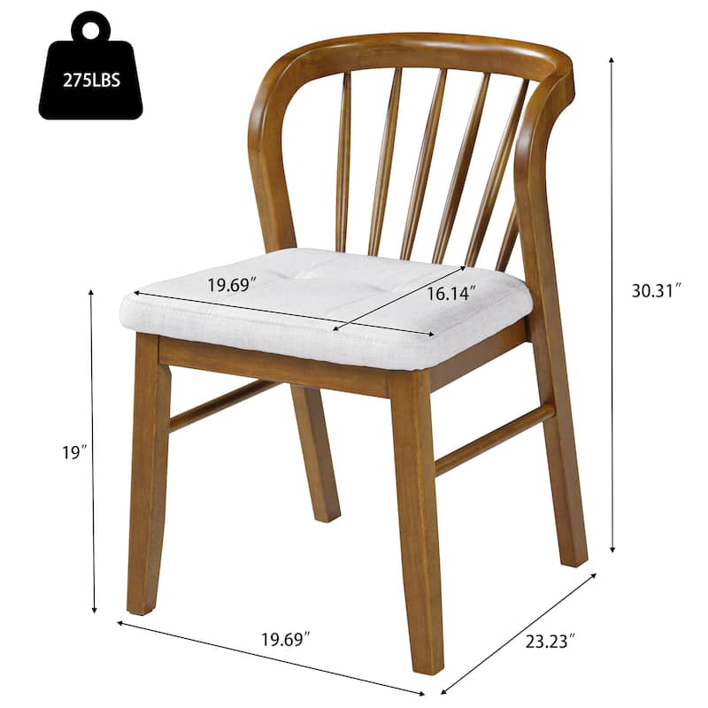 Christopher Knight Home - Alden Mid-Century Modern Wood Dining Chairs with Upholstered Seat & Windsor-Style Backrest, Set of 2