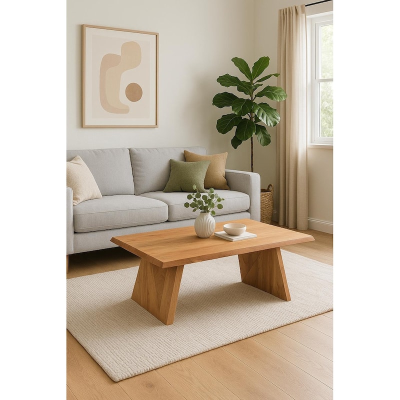 Solid Acacia Wood Coffee Table - 53"