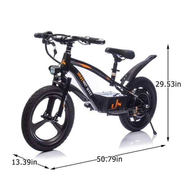 dimension image slide 1 of 4, 24V Kids Ride On Electric Dirt Bike,300W Super Power Motor,Handle Acceleration Up to 12.43MPH,16in Wheels,Power Display