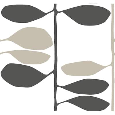 York Wallcoverings Sculpted Vines Carbon and Linen Wallpaper