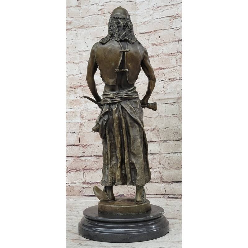 Signed Goudray Lemir Nomadic Arab Middle Eastern Chief Sword Bronze Statue Gift