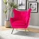 preview thumbnail 76 of 108, Eusebio Tufted Velvet Accent Chair with Wingback, Arms, and Metal Gold Legs for Living Room or Bedroom by HULALA HOME FUSHIA
