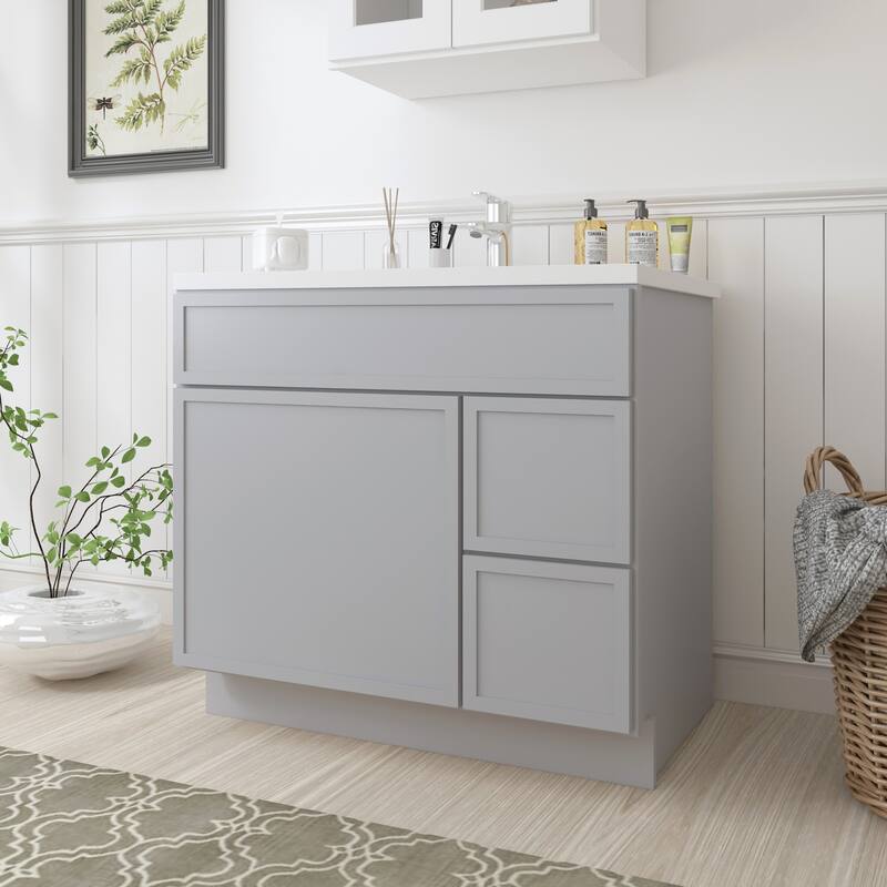 Vanity Art 36" Freestanding Single Base 2 Drawers Storage Cabinet with Soft Close Door
