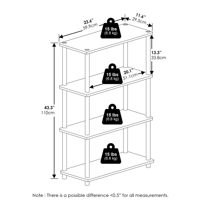 Furinno Turn-N-Tube 4-Tier Multipurpose Shelf Display Rack, Americano/Black