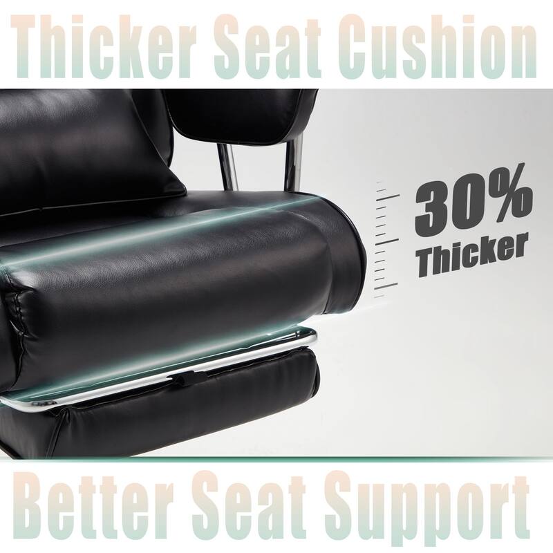 Big and Tall Leather Office Chair with Foot Rest with Adjustable Back for People up to 400 lbs