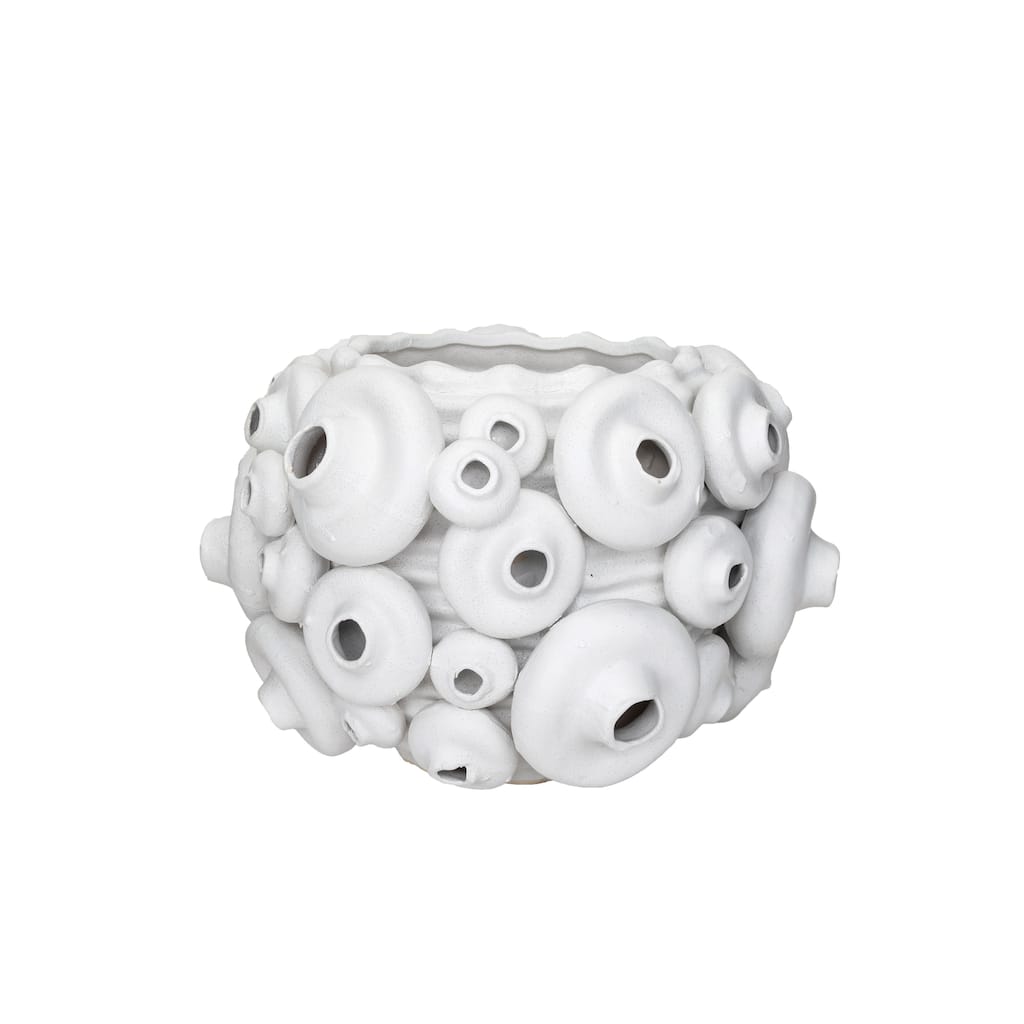Handmade Textured Stoneware Coral Vase with Sand Finish