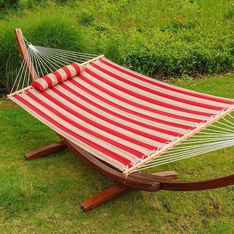 12FT Quilted Fabric Hammock with Pillow